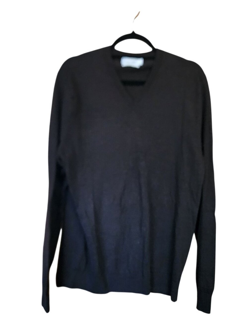 Calvin Klein V Neck Sweater merino wool Black Mens Size L
